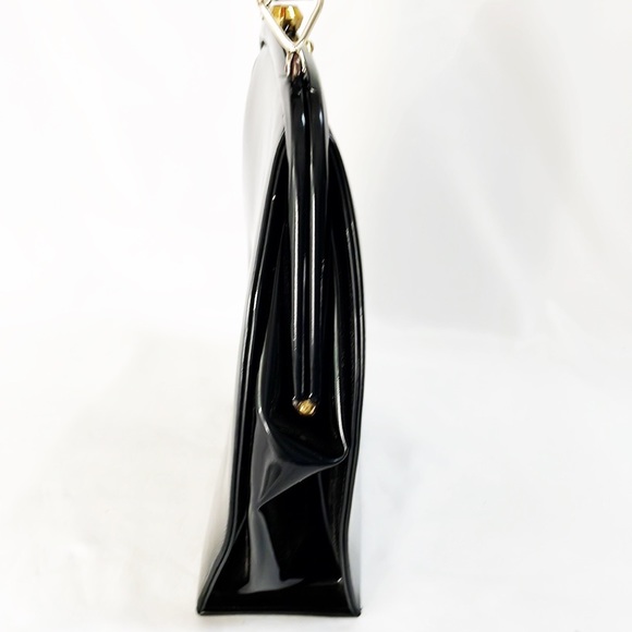 VINTAGE 60’s THEODOR California Hand Bag Black Patent Vinyl - Picture 7 of 11